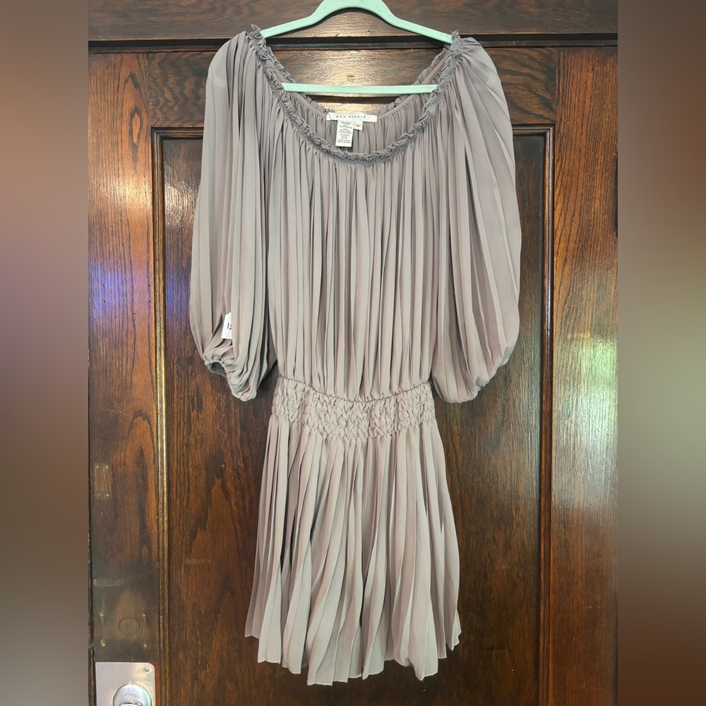 Max Studio Off The Shoulder Pleated Dress